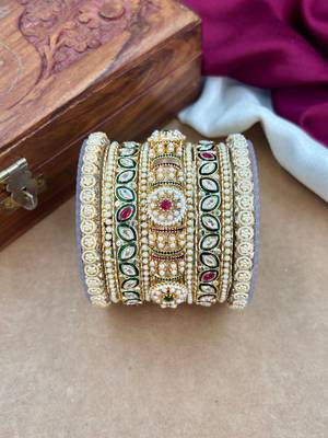 Traditional meenakari pearl bangles set 3
