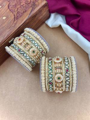 Traditional meenakari pearl bangles set 4