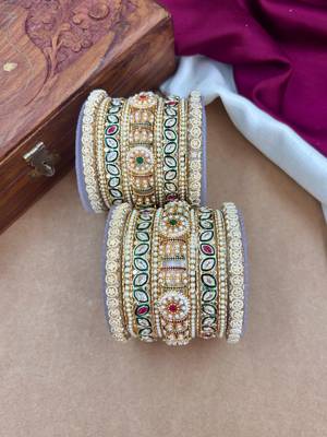 Traditional meenakari pearl bangles set 5