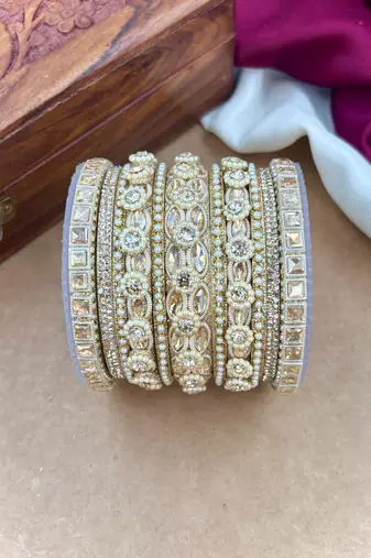 Golden bangles set     bridal ethnic jewelry