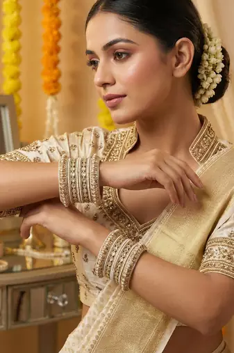 Pearl kundan bangles set     bridal jewelry