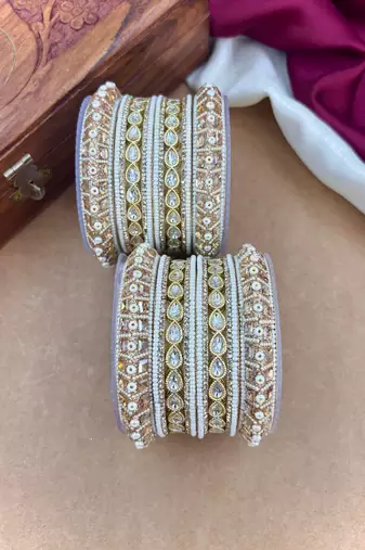 Pearl kundan bangles set     bridal jewelry