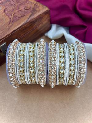 Pearl kundan bangles set     bridal jewelry 4