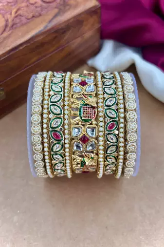 Ethnic elephant meenakari bangle set