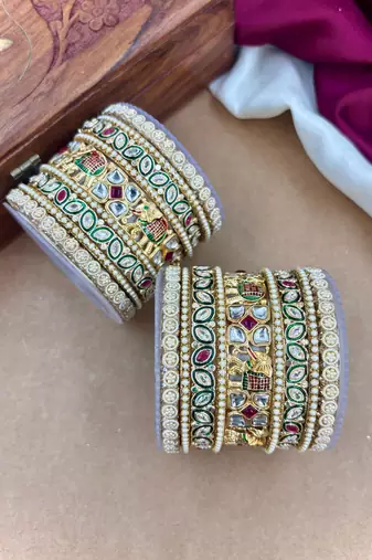 Ethnic elephant meenakari bangle set