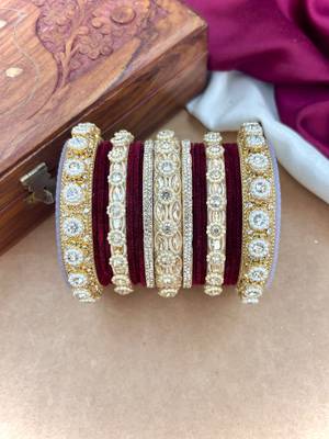 Royal maroon velvet bangles set 1