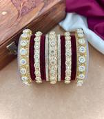 Royal maroon velvet bangles set