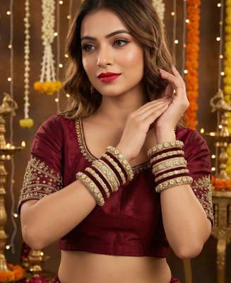 Royal maroon velvet bangles set 3