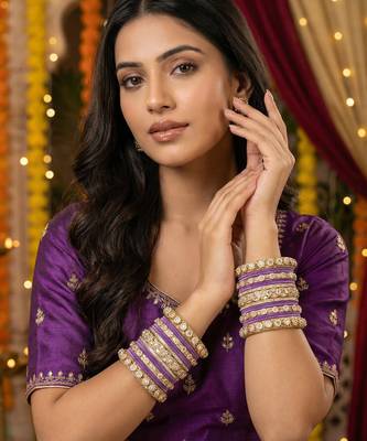 Royal lavender velvet bangles set 3
