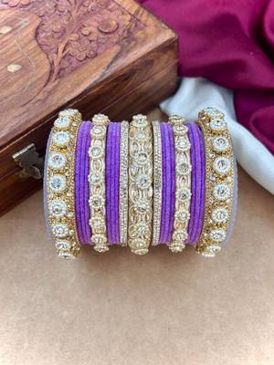 Royal lavender velvet bangles set 4