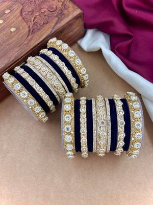 Royal blue velvet bangles set 2