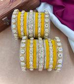 Royal yellow velvet bangles set