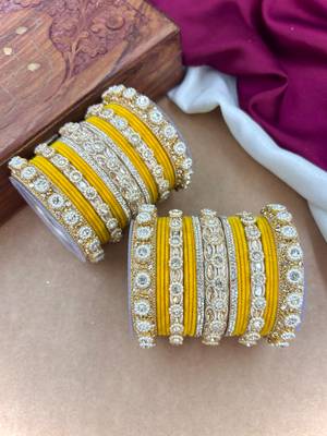 Royal yellow velvet bangles set 2
