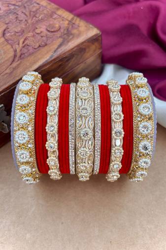 Royal red velvet bangles set