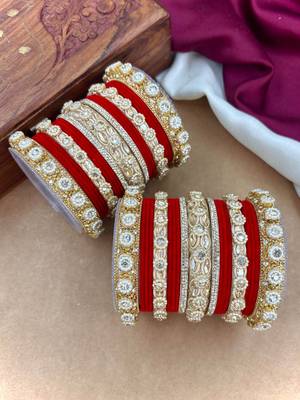 Royal red velvet bangles set 3