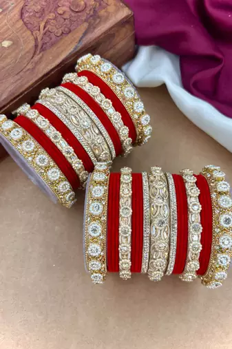Royal red velvet bangles set