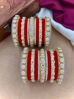 Royal red velvet bangles set 4