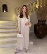 Off White Faux Georgette Embroidery Work Pakistani Salwar Suit