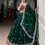 designer bottle green silk satin embroidered lehenga set