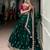 designer bottle green silk satin embroidered lehenga set