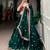 designer bottle green silk satin embroidered lehenga set