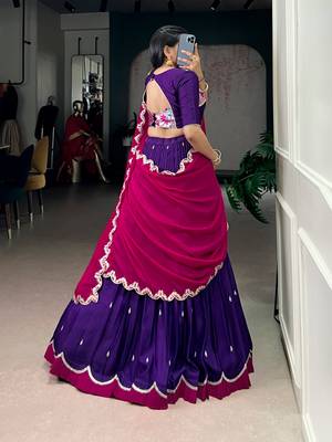 purple naysha silk lehenga set with vichitra silk dupatta 4