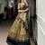 gold tussar silk kalamkari printed lehenga set with dupatta