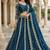 designer teal blue malai silk lehenga set with sequins zari work 