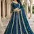designer teal blue malai silk lehenga set with sequins zari work 