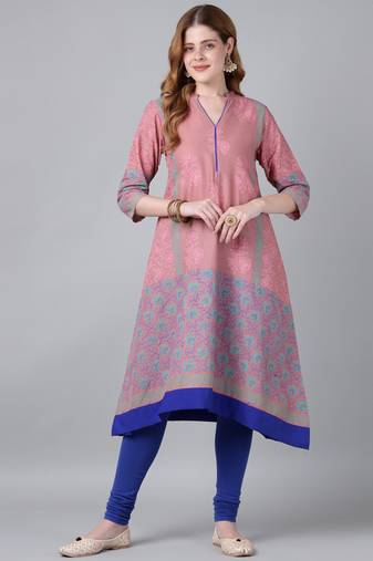 Onion  cotton printed anarkali kurta
