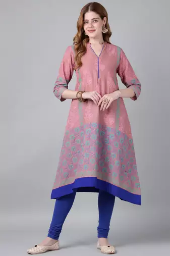 Onion  cotton printed anarkali kurta