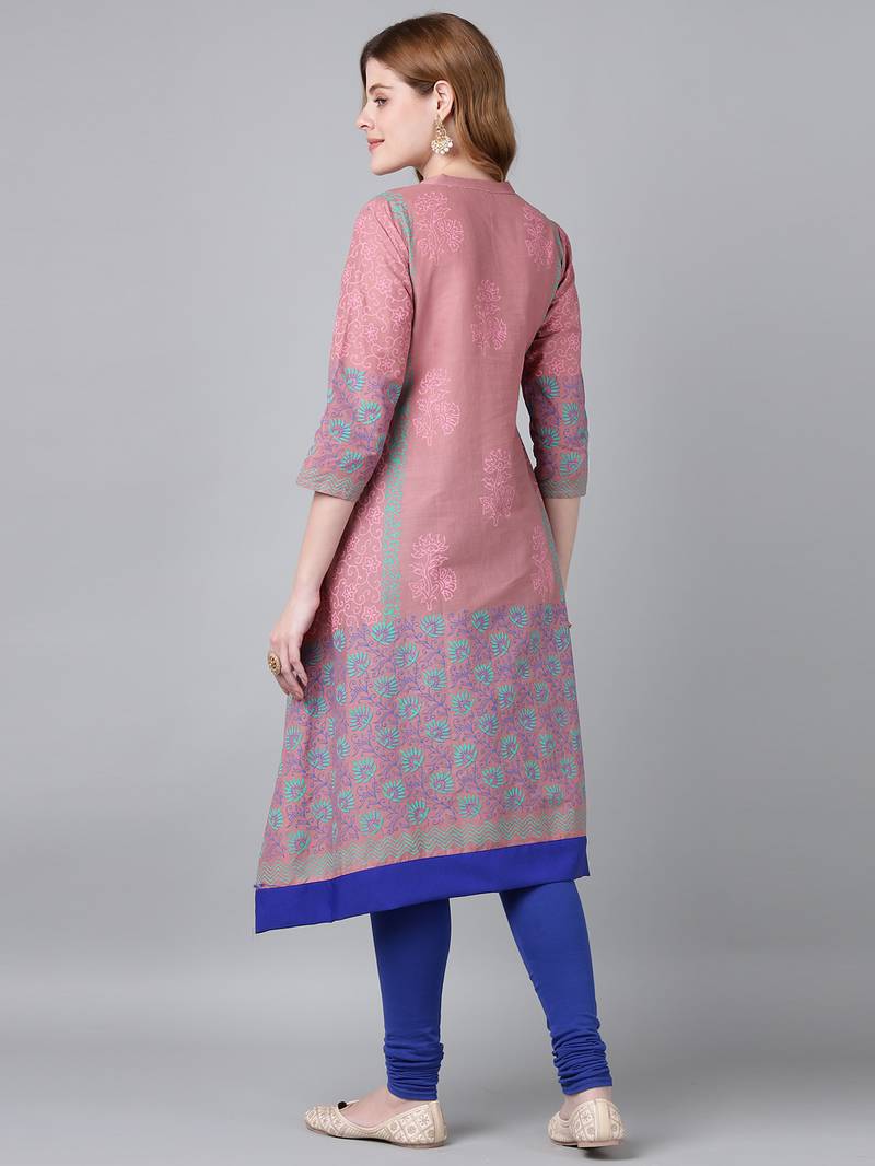 Onion  cotton printed anarkali kurta