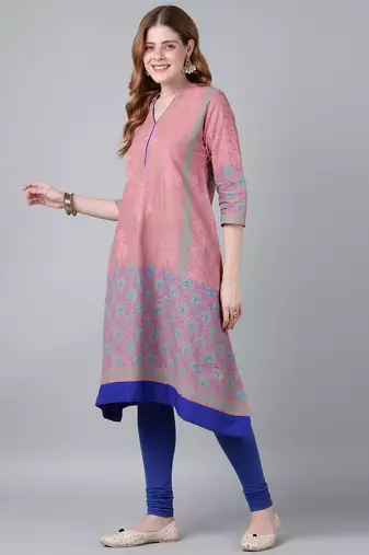 Onion  cotton printed anarkali kurta