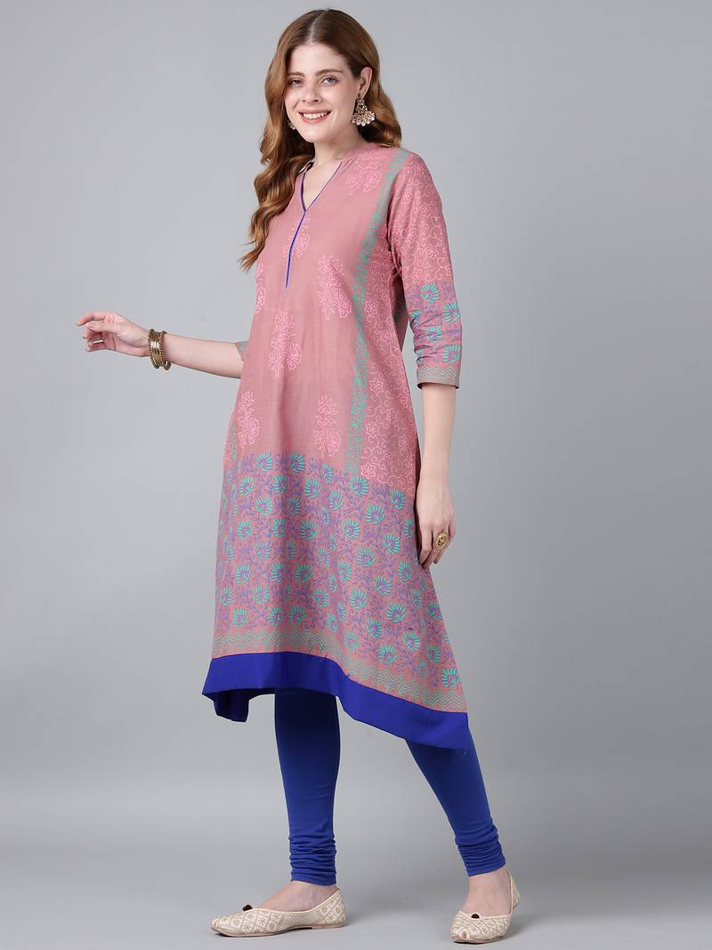 Onion  cotton printed anarkali kurta
