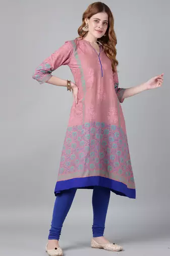 Onion  cotton printed anarkali kurta