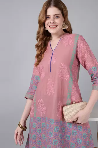 Onion  cotton printed anarkali kurta