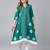 Teal cotton printed anarkali kurta