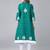 Teal cotton printed anarkali kurta