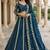 designer teal blue malai silk lehenga set with sequins zari work 