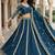 designer teal blue malai silk lehenga set with sequins zari work 