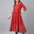 Red cotton printed anarkali kurta