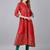Red cotton printed anarkali kurta