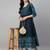 Navy cotton printed anarkali kurta