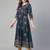 Navy blue cotton printed anarkali kurta