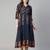 Navy blue cotton printed anarkali kurta