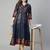 Navy blue cotton printed anarkali kurta