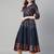 Navy blue cotton printed anarkali kurta