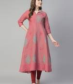 Onion cotton printed anarkali kurta