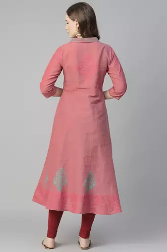 Onion cotton printed anarkali kurta