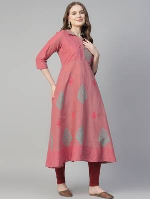 Onion cotton printed anarkali kurta 3